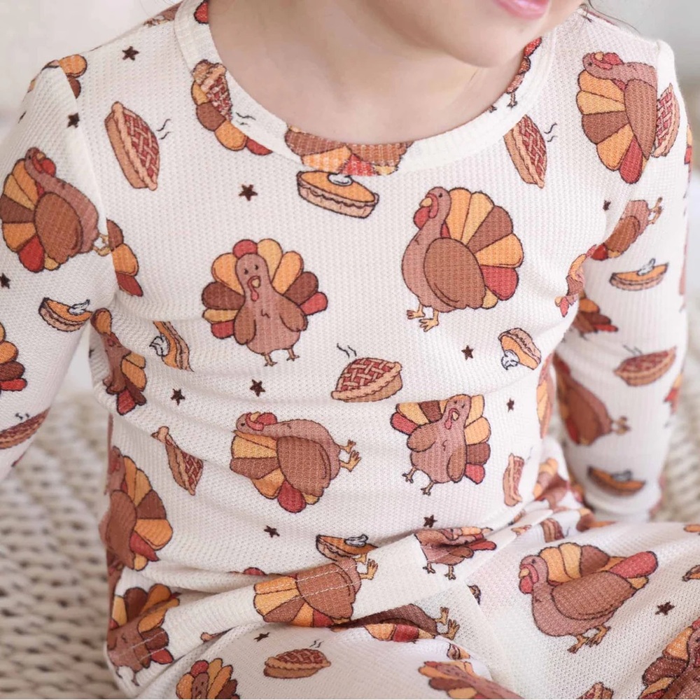 Caden Lane Turkey Treats Bamboo Waffle Pajamas